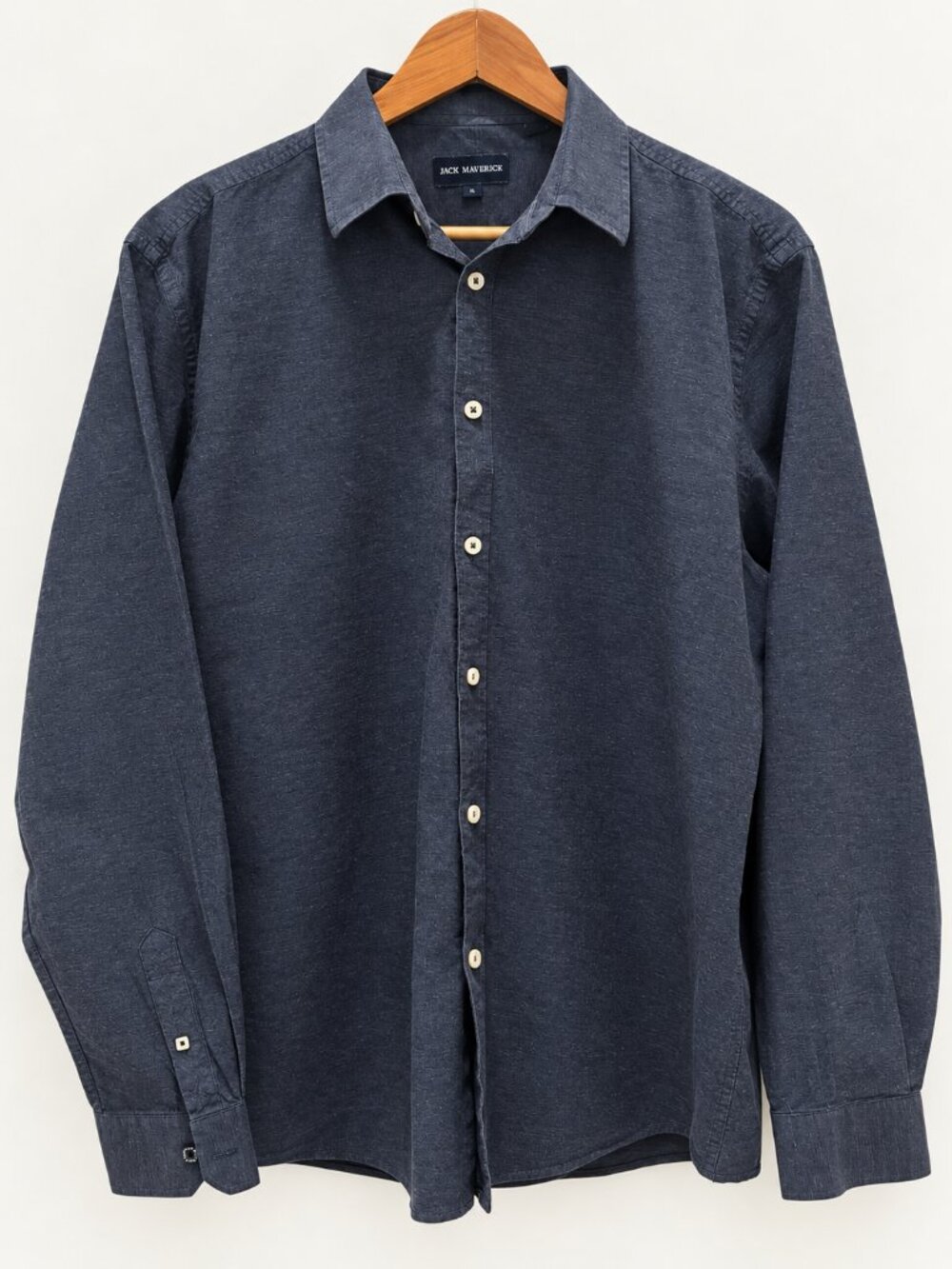 Jack Maverick XL Navy Cotton Long Sleeve Button Up Shirt